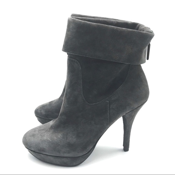 5th Avenue Shoes - 5th Avenue Suede Gray Leather Heeled Boots, Size 9